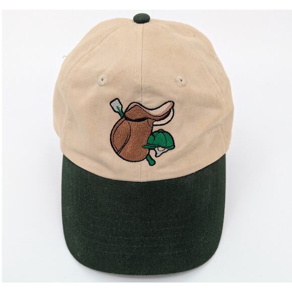 EUC Cream & Green Horse Jockey Baseball Cap One Size Fits All - Picture 1 of 6